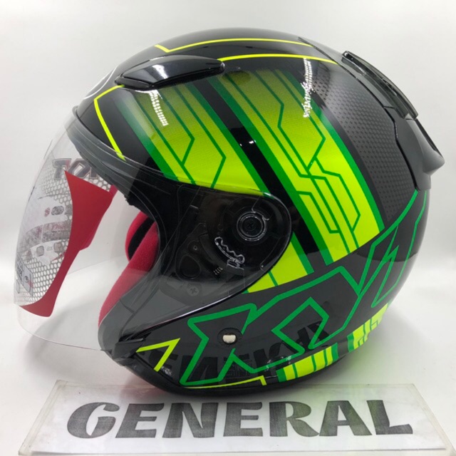 HELM KYT DJ MARU MOTIF 14 BLACK YELLOW FLUO GREEN FLUOHITAM KUNING HIJAU
