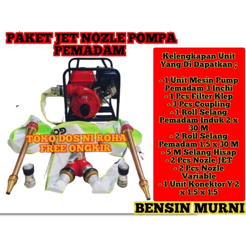 Paket JET NOZLE Pompa Pemadam 3 Inchi Selang 90M Free Ongkir