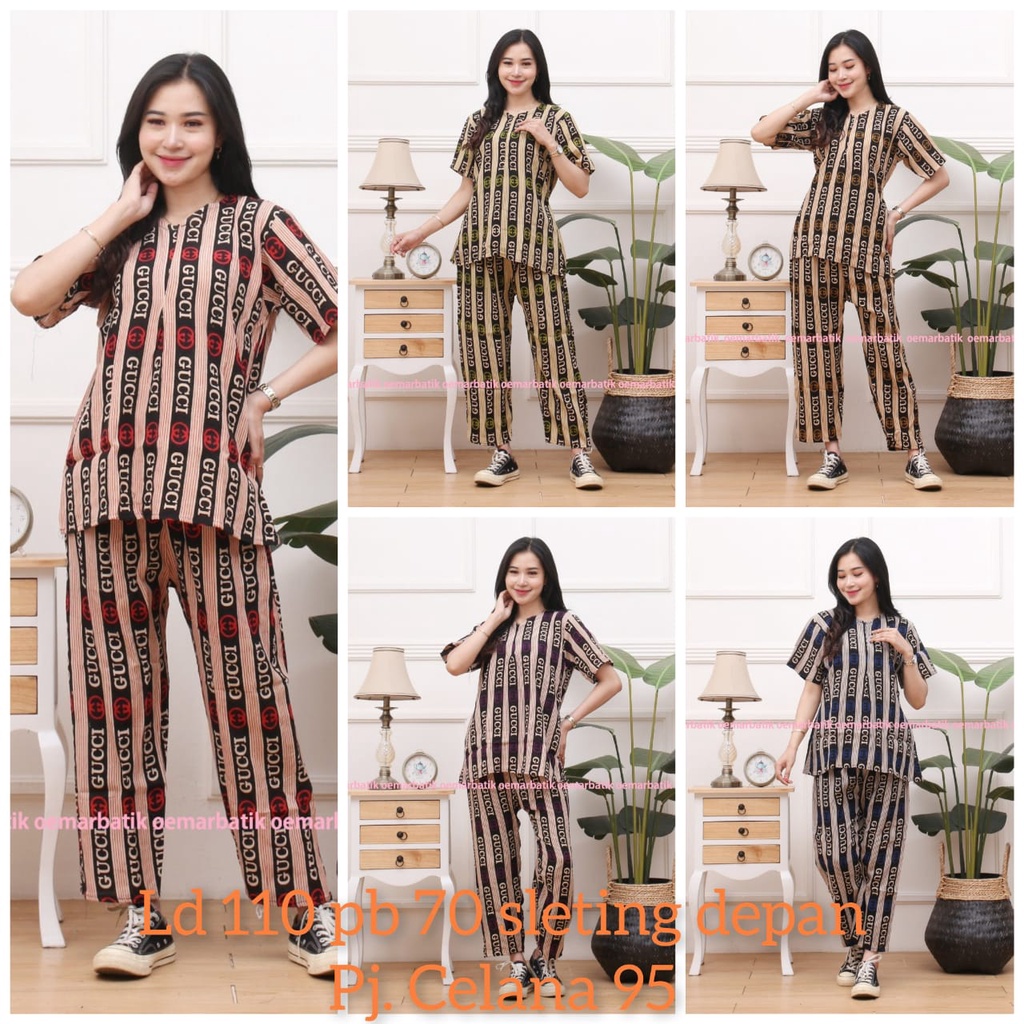 Setelan rayon/ setcel/oneset rayon motif Branded || busui friendly || Sleting depan