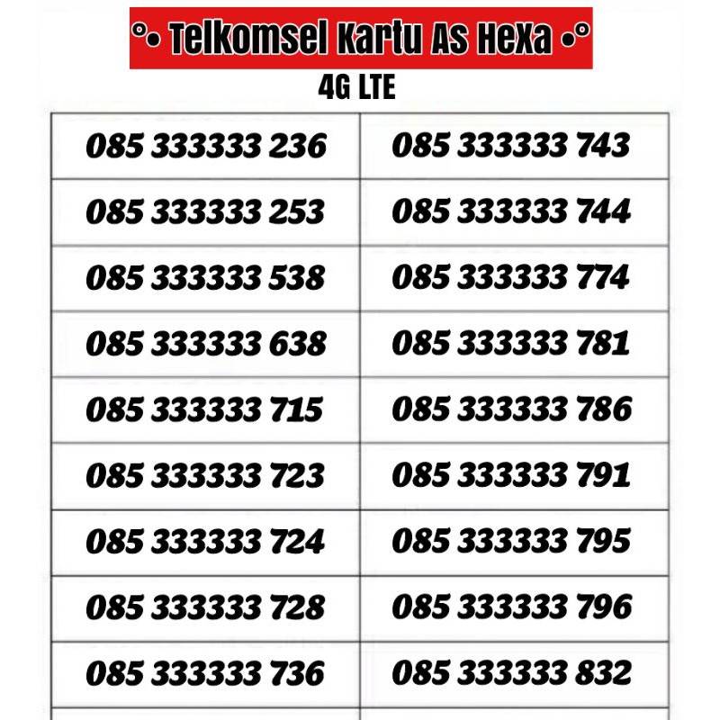 Nomer As Cantik Hexa