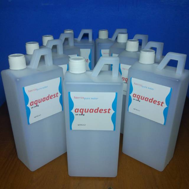 Aquadest,akuades,H2O,air suling,air murni,1liter
