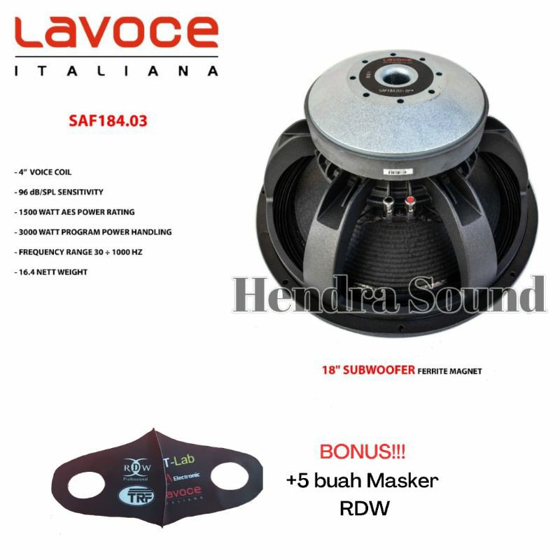 Komponen Speaker Lavoce SAF 184.03 (18 inch)