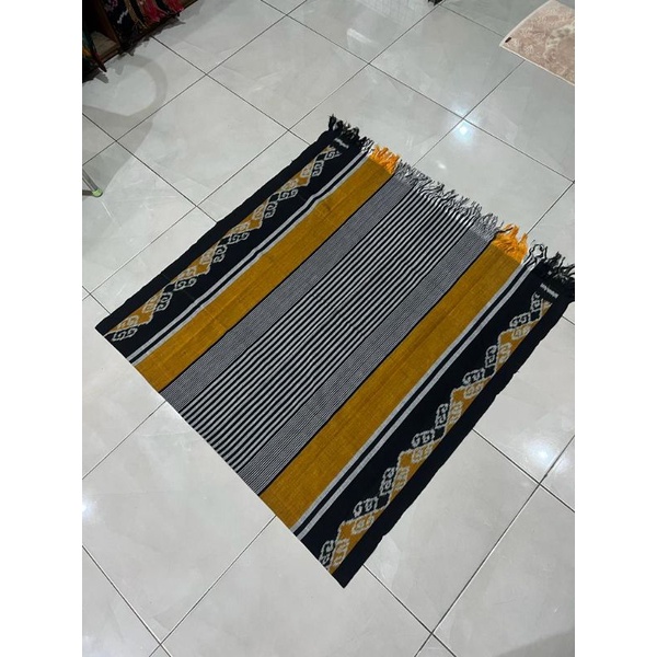 ELPHI Kain Tenun Ikat Blanket Lurik Tenun Lurik Hijau Kuning
