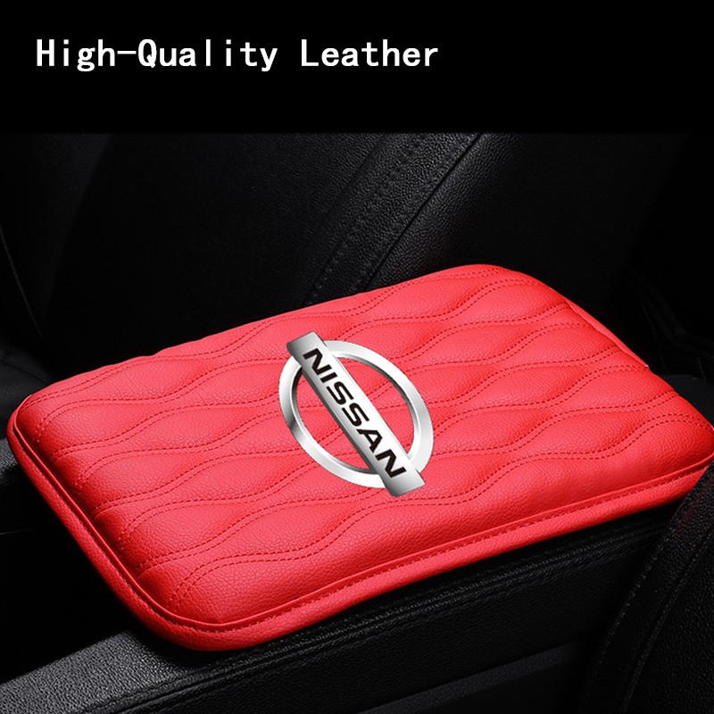 Car Armrest Pad Universal Leather Auto Center Console Storage Box Cover Mat Automobiles Waterproof Armrest Protector Cushion For Nissan Almera Grand Livina Sentra Navara Frontier Latio X-Trail Serena NV200 NV350