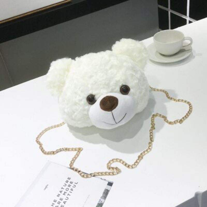 Tas Bulu Selempang TEDDY BEAR Tas Kepala Boneka