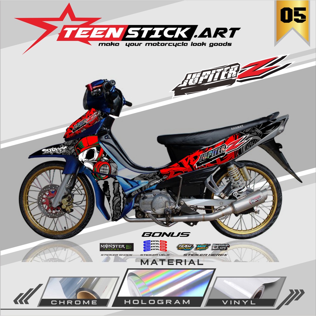 STRIPING JUPITER Z BURHAN - STRIPING HOLOGRAM YAMAHA JUPITER Z BURHAN 2006-2009 TENGKORAK