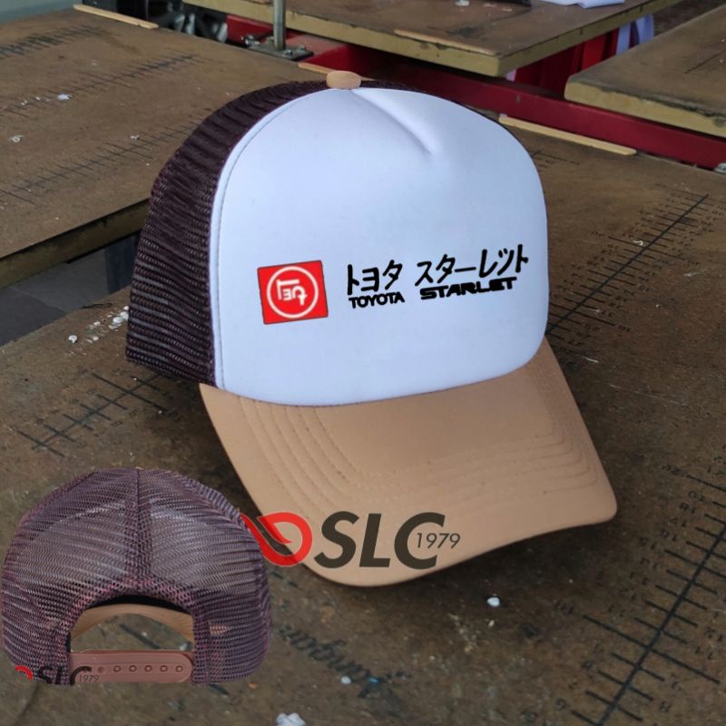 TOPI JARING TRUCKER HAT CAP PREMIUM TOYOTA STARLET JAPAN KANJI CUSTOM NAMA LOGO SENDIRI