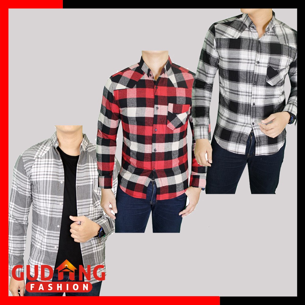 Kemeja Flanel Lengan Panjang / Baju Flanel Kotak Pria Panjang (COMB)