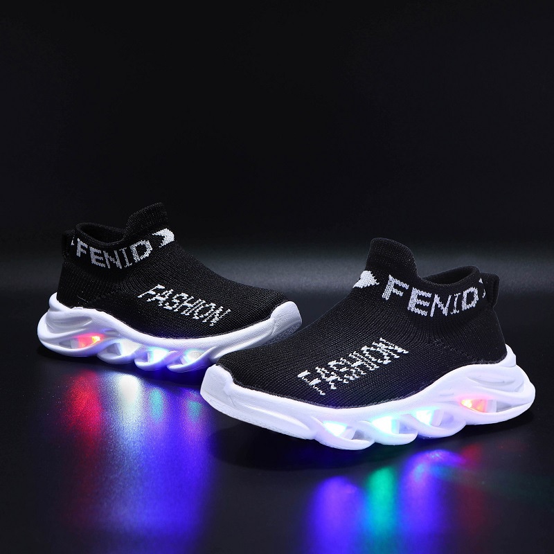 Sepatu anak LED Import slip on motif FENIO terbaru