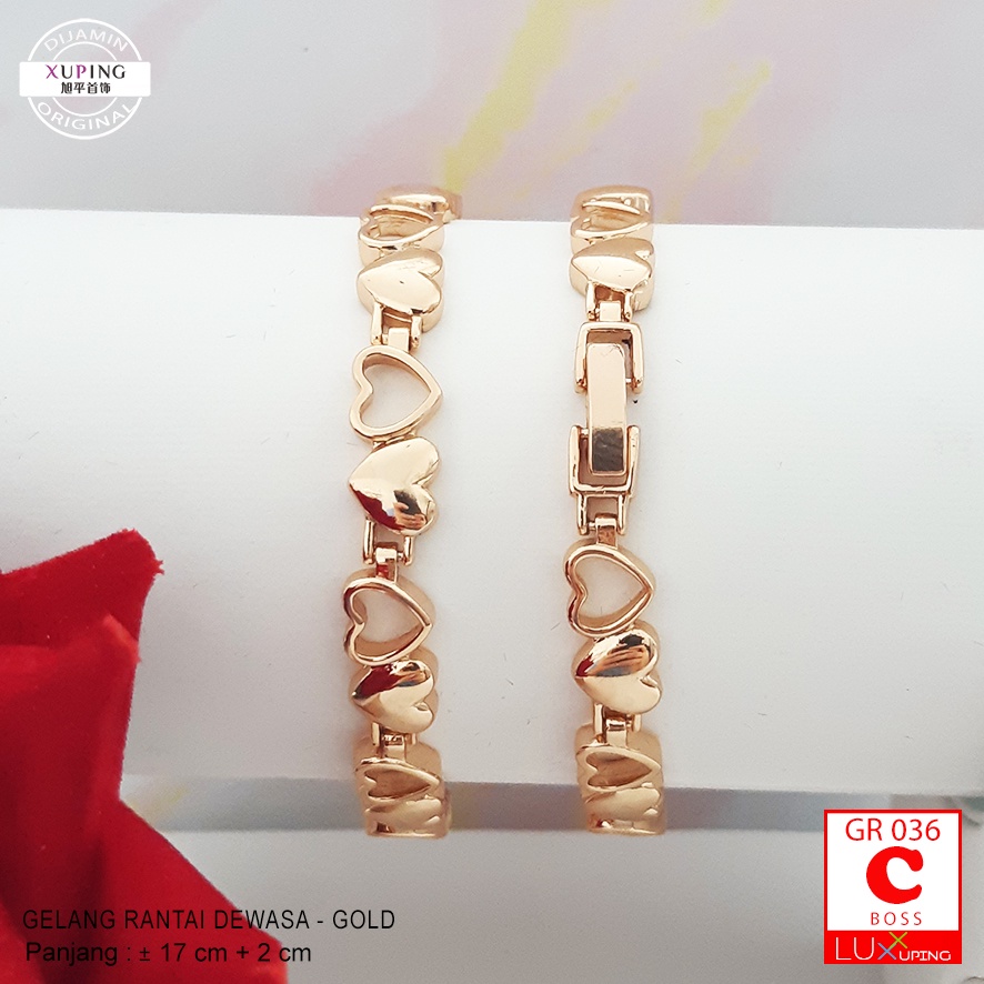 GR 036 Gelang Xuping Premium Gelang Tangan Dewasa Mata Zirkon Jernih Perhiasan Xuping Set Lapis Emas Imitasi Gelang Mas 18K Permata Jernih Xuping Set Murah  Gelang Xuping Asli Luxx Xuping