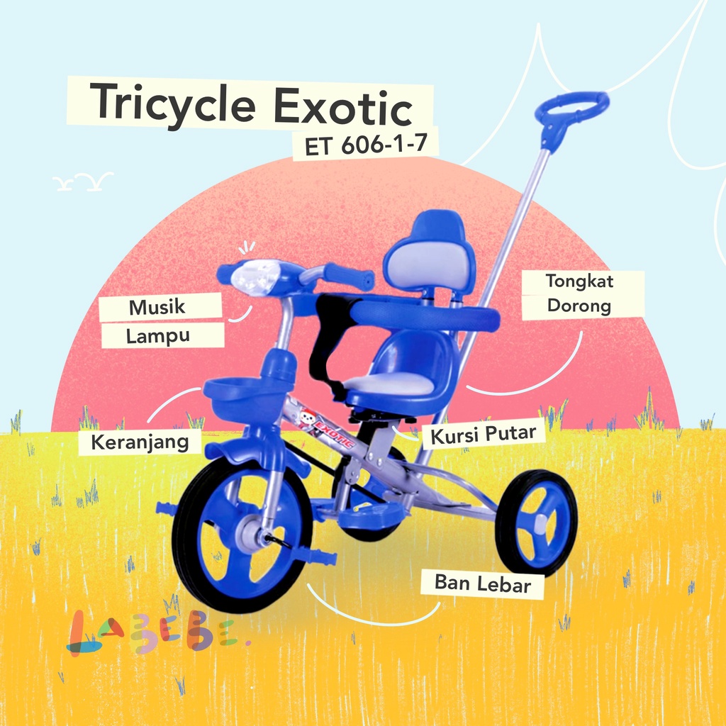 Tricycle Sepeda Roda Tiga Exotic ET-606-1-7 Bangku Dua Arah