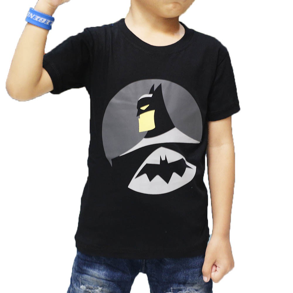  BAJU  KAOS  ANAK COWOK GAMBAR BATMAN SUPERHERO HITAM DISTRO  