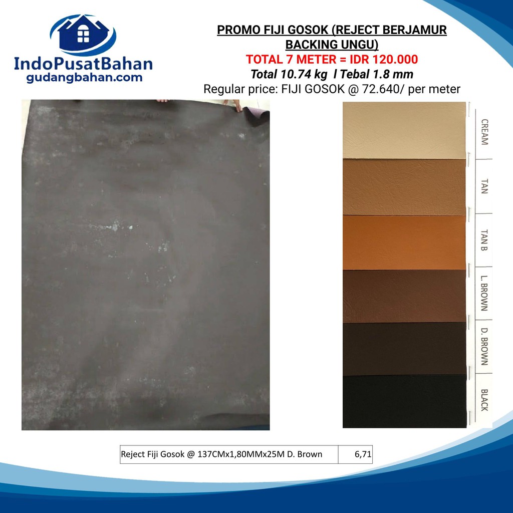 SALE Kain Oscar / Bahan Kulit: 7 meter - Fiji Gosok (Defect)