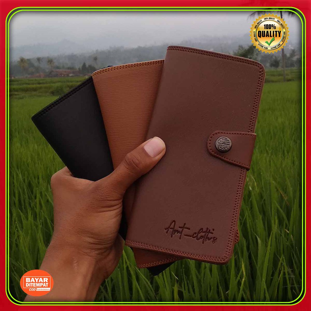 Best seller DOMPET KULIT PRIA amt panjang kancing KULIT sintetik