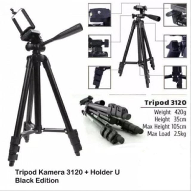 (FO) TRIPOD 1 METER FREE U HOLDER WEIFENG WT 3120A full black 3110 silver