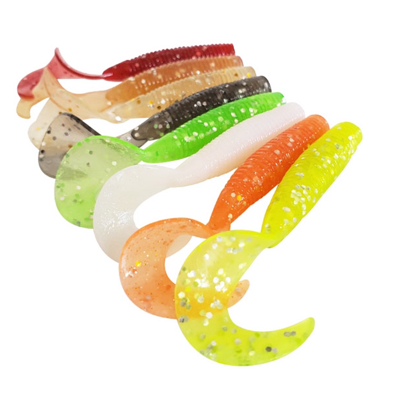 10Pcs Soft Lure Softworm Umpan Pancing T-tail Fishing Lure 5.5cm 1.3g Swimbait Bass Wobbler Lifelike Lunak Locust