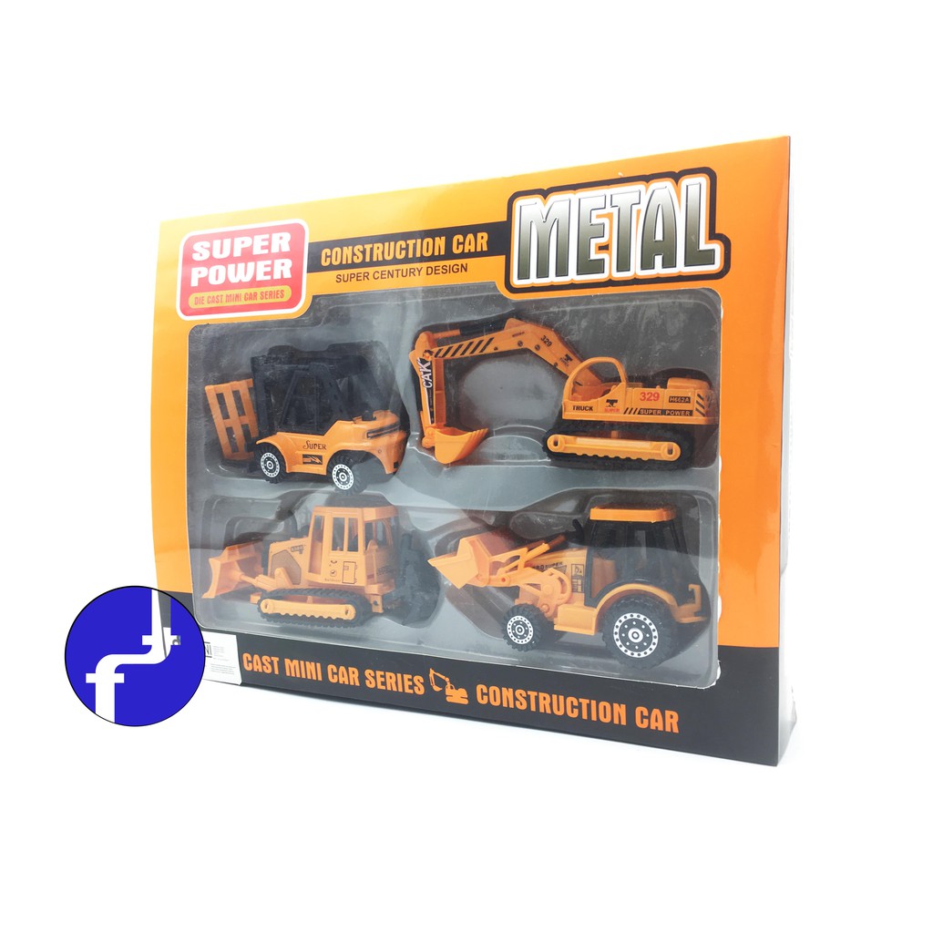 Mainan Excavator Bulldozer Beko Grader Die Cast Construction F4