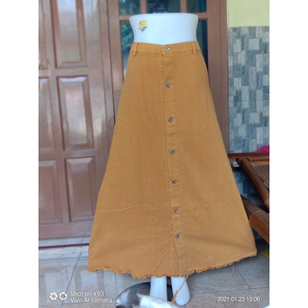 BF ROK BUTTON SKRIT JEANS WANITA//BAWAHAN ROK PANJANG WANITA