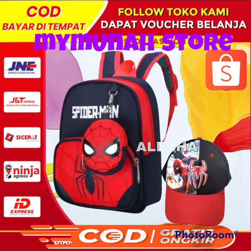 TERBARU TAS RANSEL SEKOLAH ANAK LAKI LAKI KARAKTER CAPTEN AMERIKA SPIDERMAN BATMAN/ MURAH LEBAY/GRATIS TOPI