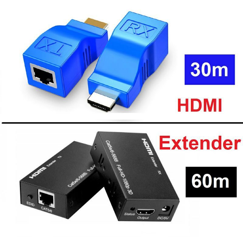 HDMI Expansion Extender 60m/30m Lan cat 5 5e 6 RJ45 Full HD 1080p Audio MAX 60 meter