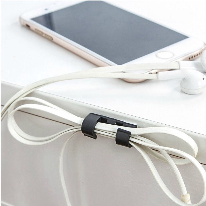 20pcs/set Klip Organizer Kabel Charger/Earphone Bahan Plastik Dengan Perekat