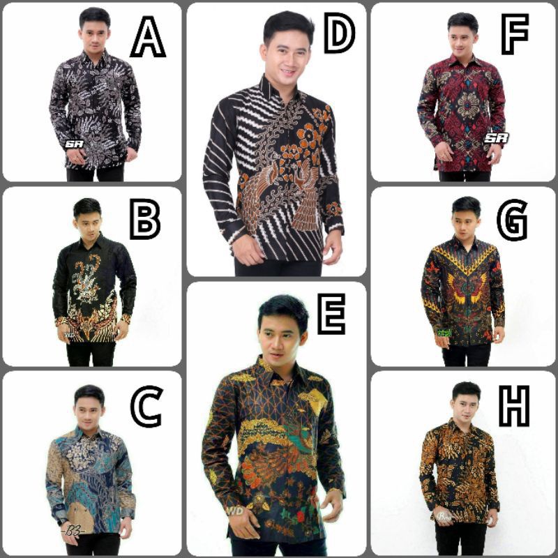 Batik Pria Lengan Panjang BATIK AZMIL HRB026 motif KERATONAN Kode 002 size M L XL Reguler