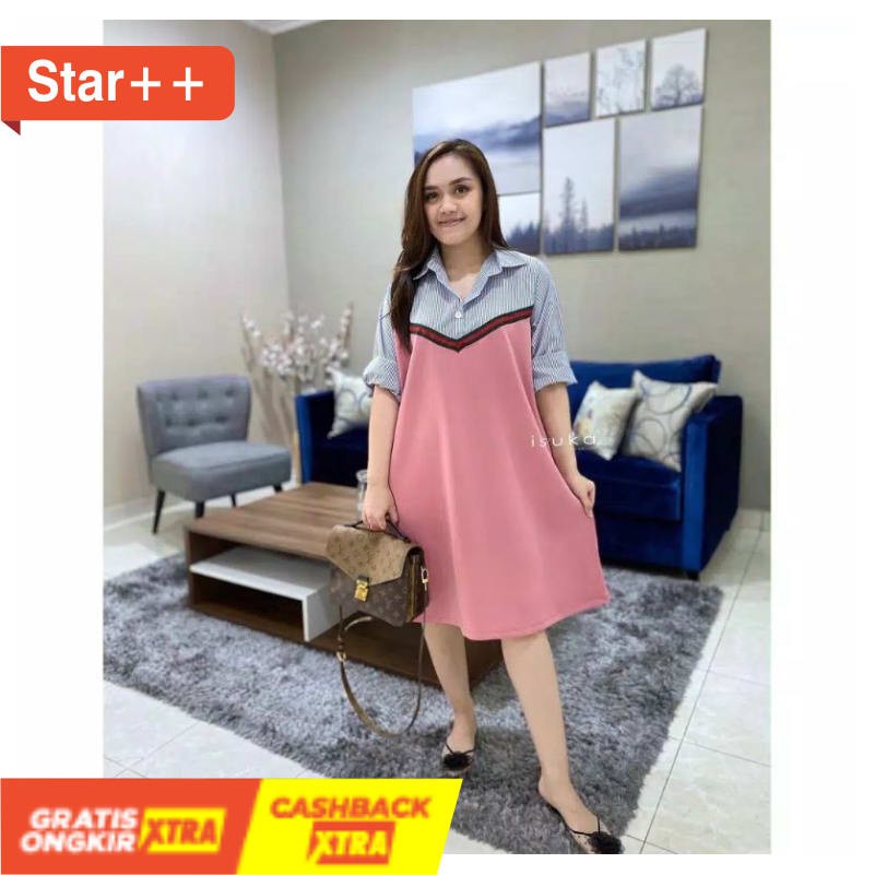 ⭐⭐⭐⭐⭐ PAKAIAN WANITA MODEL TERBARU 2021 BRANDED / TUNIK POLOS MIX SALUR / ATASAN TERMURAH/BUSANA