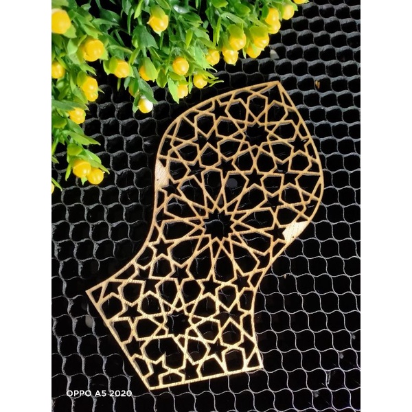 terompah nabi Muhammad bahan kayu cutting laser bahan craft dan bahan mahar nikah rustic