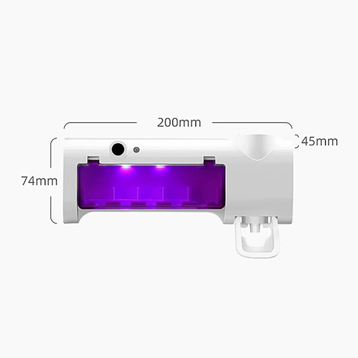 Tempat Sikat Gigi dan Dispenser odol Sterilisasi Sinar UV Rechargeable