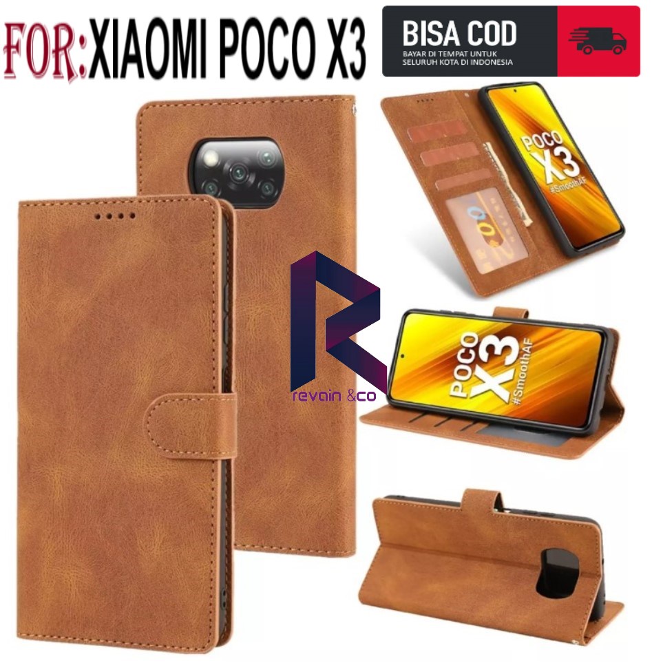 CASE XIAOMI POCO X3 NFC FLIP WALLET LEATHER KULIT PREMIUM SARUNG BUKA TUTUP KESING HP FLIP CASE POCO X3 NFC