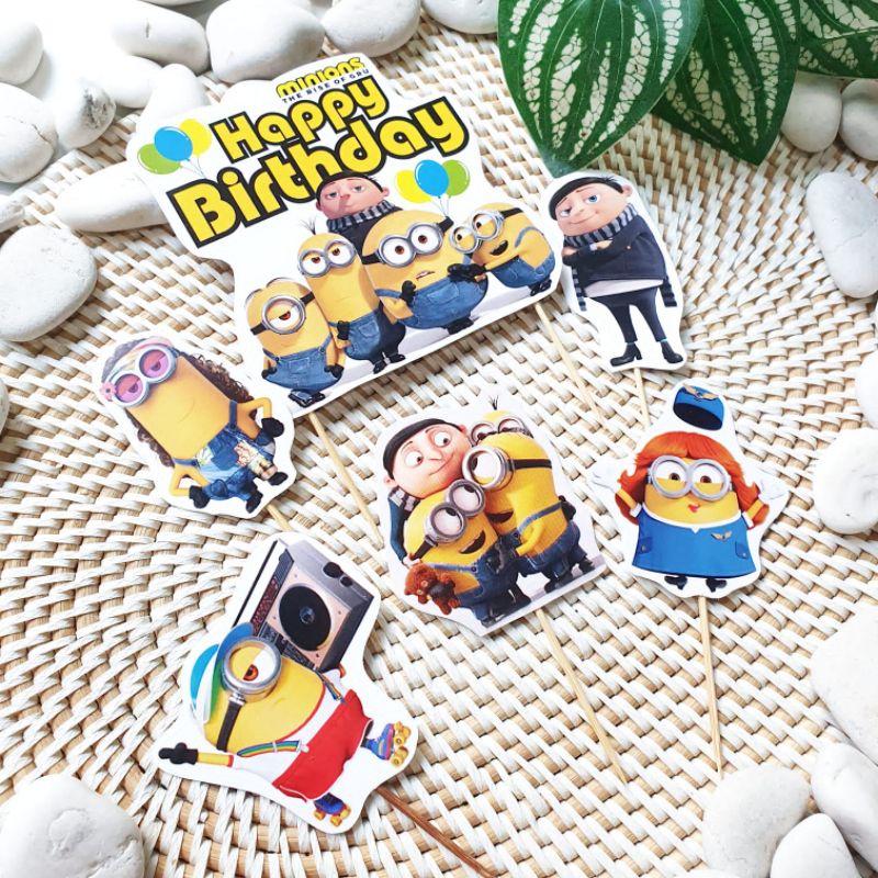 SK Minions 2 Rise of Gru Birthday Cake Topper Cupcake Pudding Hiasan Kue 1 set