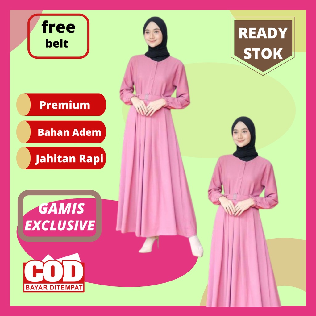 Baju Gamis Abaya Turkey Turki Polos Warna Pink Baju Gamis Remaja Abaya Dress Arab Bordir Pesta Hitam