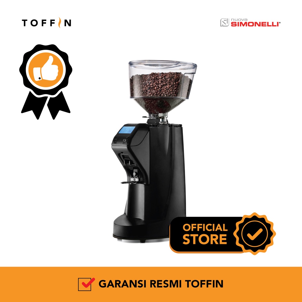 Nuova Simonelli MDJ On Demand Penggiling Kopi 75 mm Flat Burr, Kapasitas Hopper 1.6 kg, Berat 15 kg