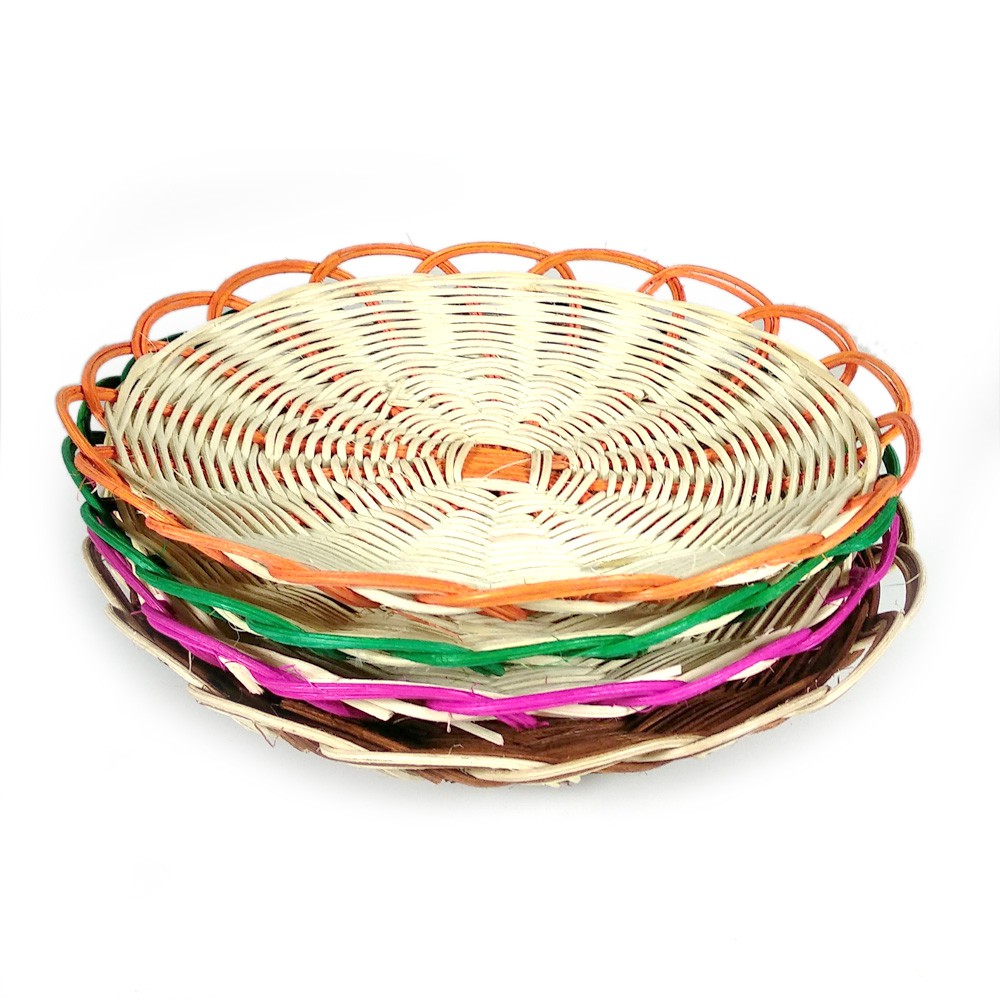 Piring Rotan Anyaman Diameter 23cm - warna warni