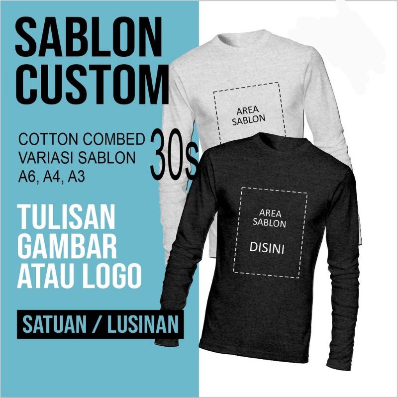 sablon satuan kaos lengan panjang