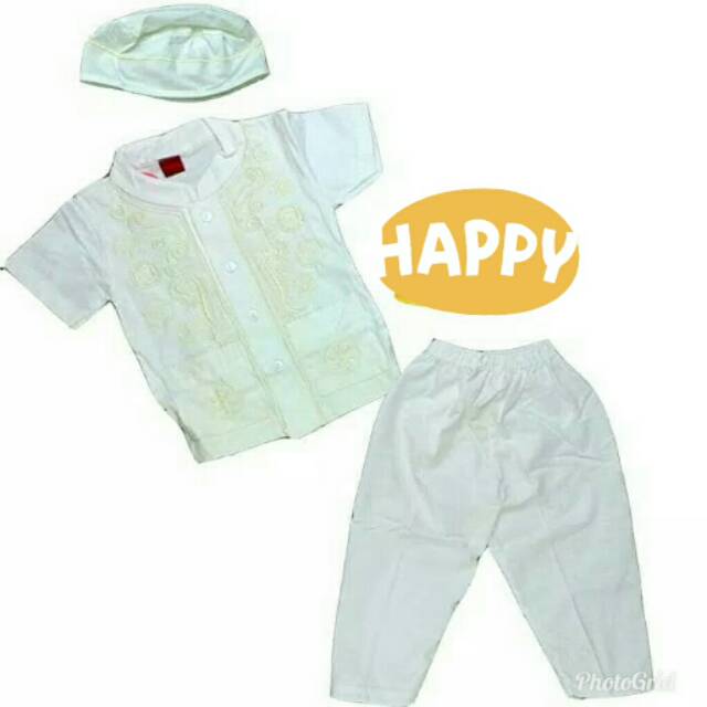 Koko Putih tulang / Baju anak bayi laki baju koko bayi cowok setelan baju muslim peci bayi laki laki