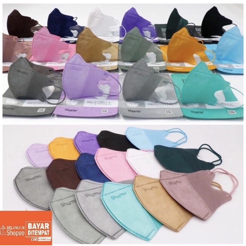 Masker Duckbill SHUMU Premium Free Hijab Strip 10 pcs Warna 4 ply ORIGINAL