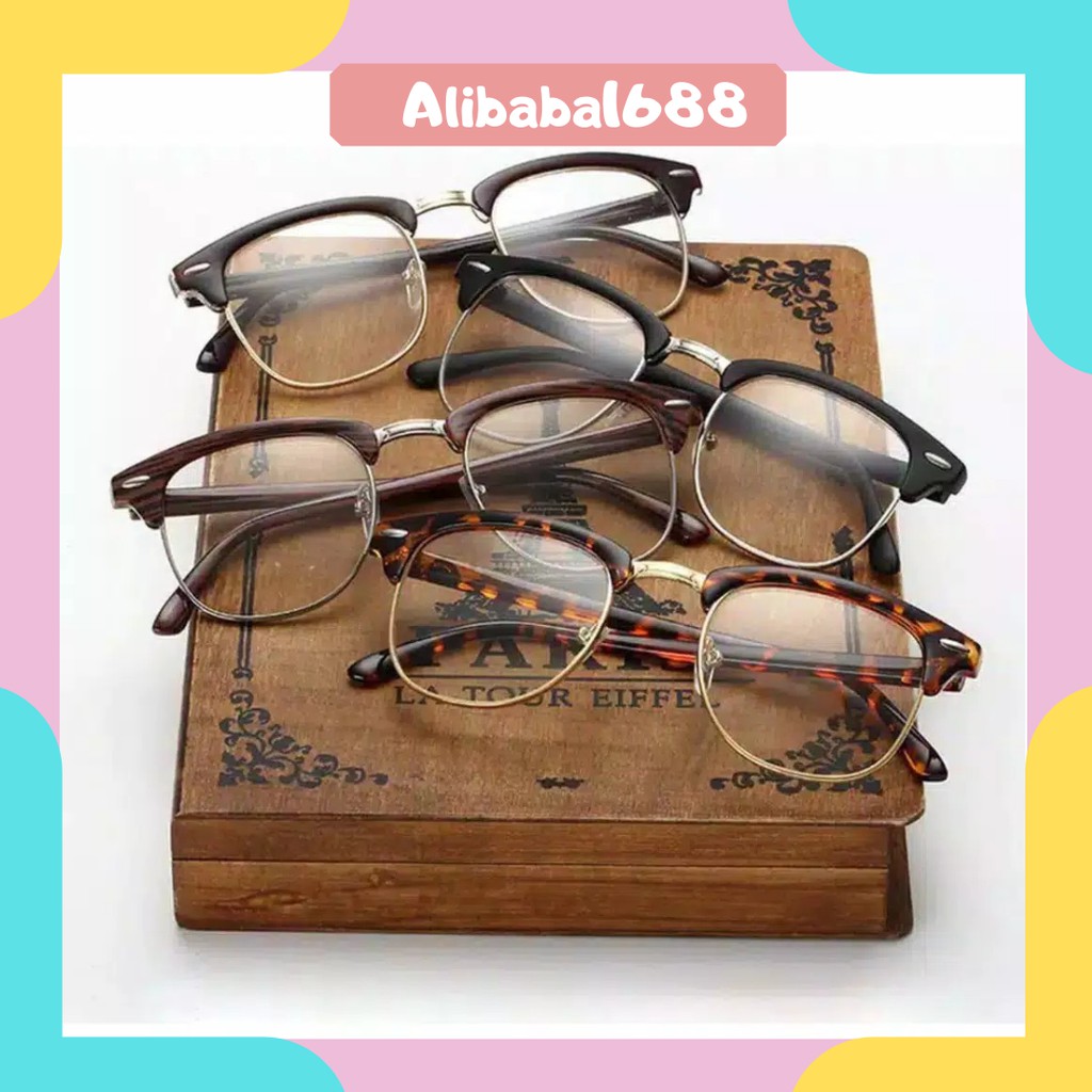 *ALIBABA1688*COD Kacamata Optik Flat Vintage Anti Radiasi UV400 Kacamata Pria / Wanita B13