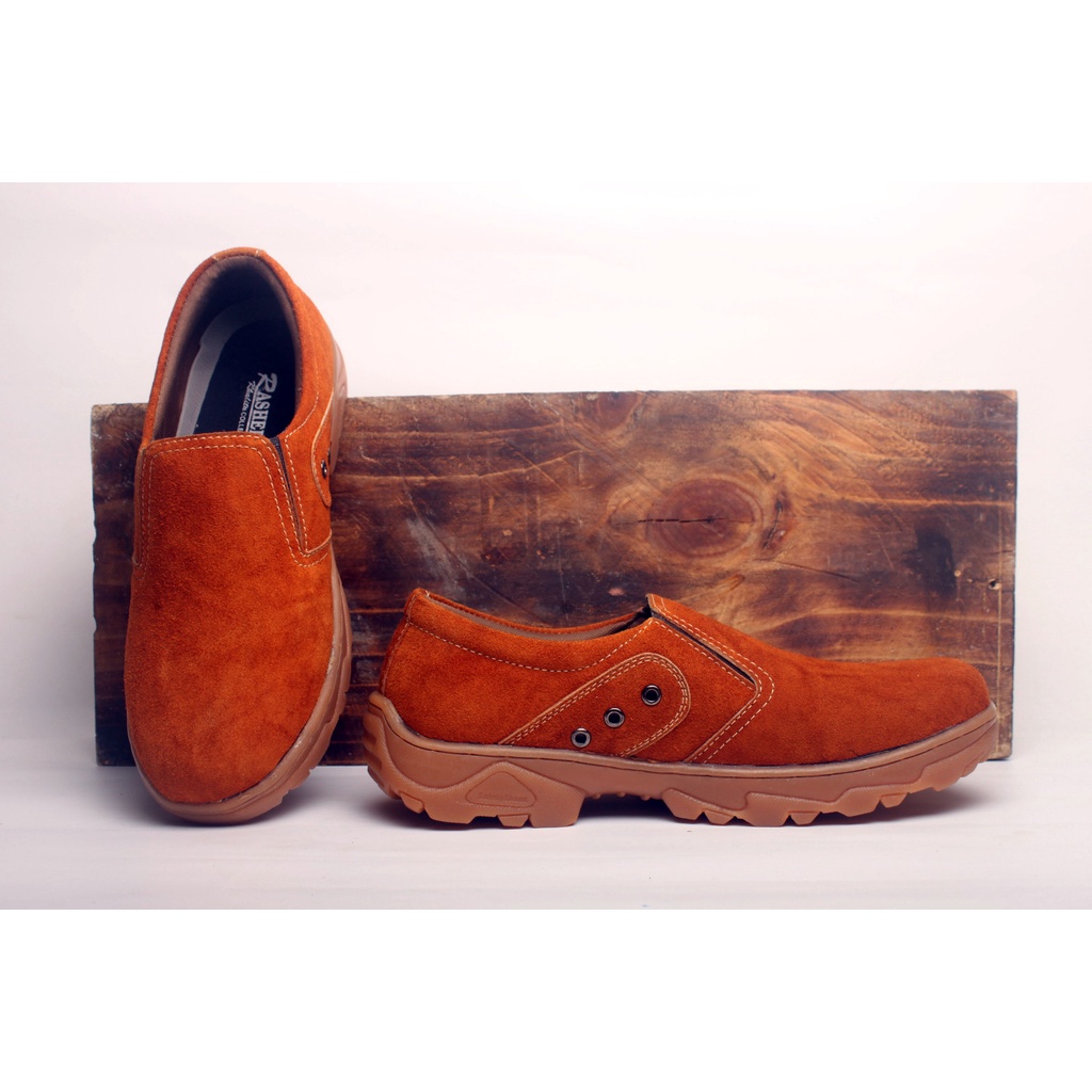 Sepatu Kasual Pria Kulit Asli Rasheda 015 Slip On Big Size