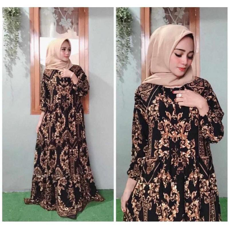 SULTAN MAXY DRESS PUSATGROSIR_SOLO/ HOMEY DRESS RAYON MOTIF ABSTRAK TERMURAH HITS SELEBGRAM