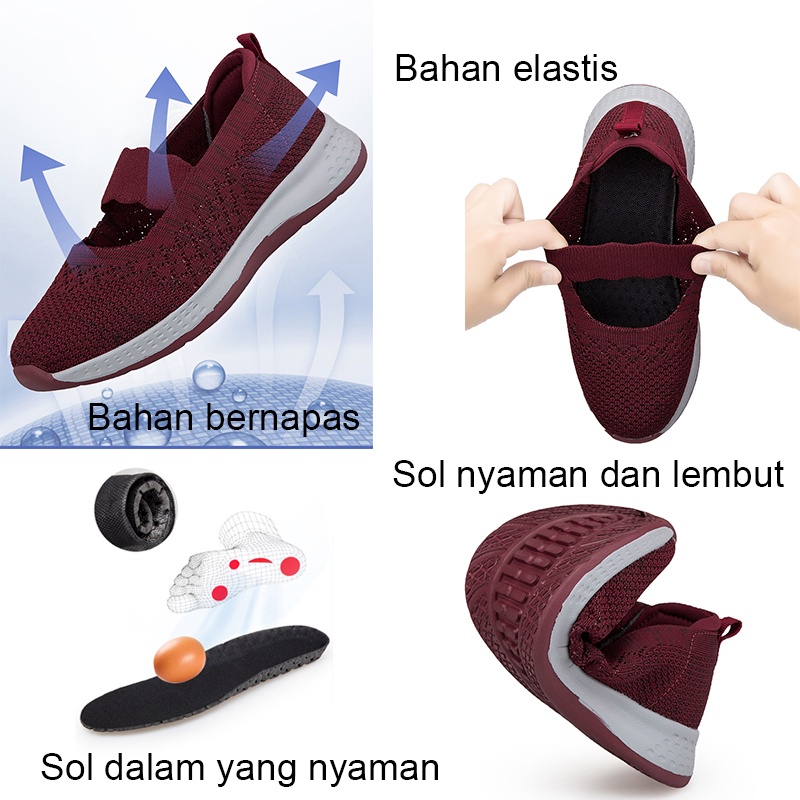 FOKU Sepatu Wanita Santai Sepatu Slip On Wanita Terbaru Sepatu Sneakers Wanita