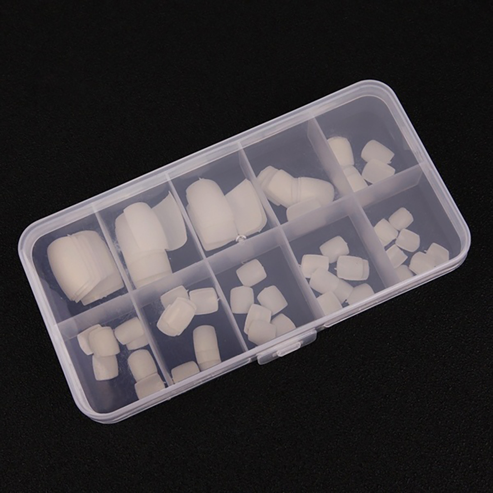 Mxbeauty 100pcs / Set Kuku Kaki Palsu Akrilik Full Cover Warna Putih Untuk Nail Art / Manicure