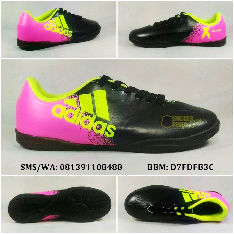 Sepatu Futsal Anak Adidas X Techfit Hitam Pink Hijau Stabilo Kids Terbaru 2017