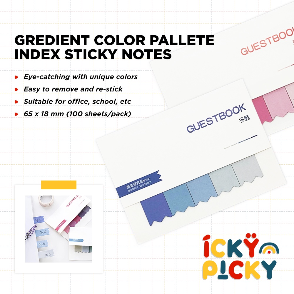 

[ickypicky] GuestBook Gradient Color Palette Index Sticky Notes 100 sheets/pack