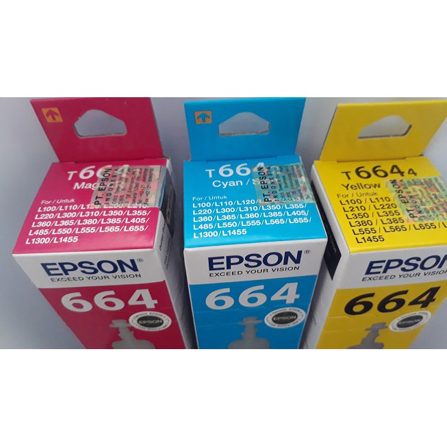 ORIGINAL TINTA EPSON ASLI T6642/T6643/T6644 COLOR PRINTER L120/L360