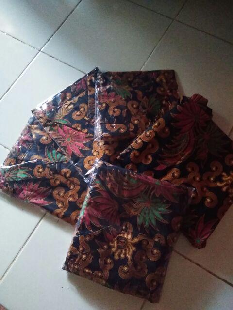 Baju Batik Couple Keluarga Gamis Busui Seragam Batik Keluarga Modern Motif Sogan Sekar Terbaru