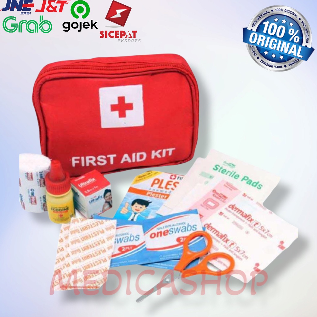 Onemed P3K warna merah model dompet One Med - Outdoor First Aid Kit