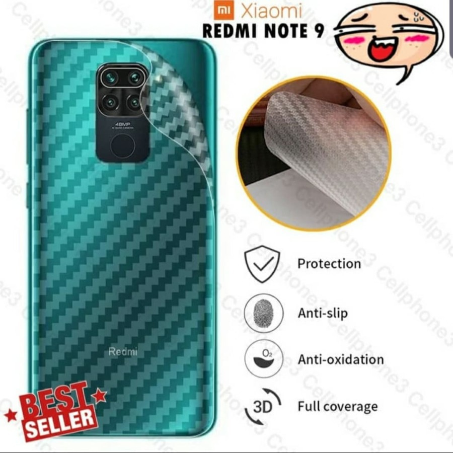 XIAOMI REDMI NOTE 9 9S 9 PRO Anti Gores Belakang Back Skin Carbon Transparan