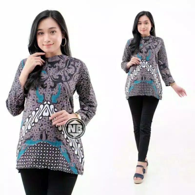 tey-17 Batik Wanita ASJ SA HRB026 Kenogo Kemeja Tosca Pendek-Model 12