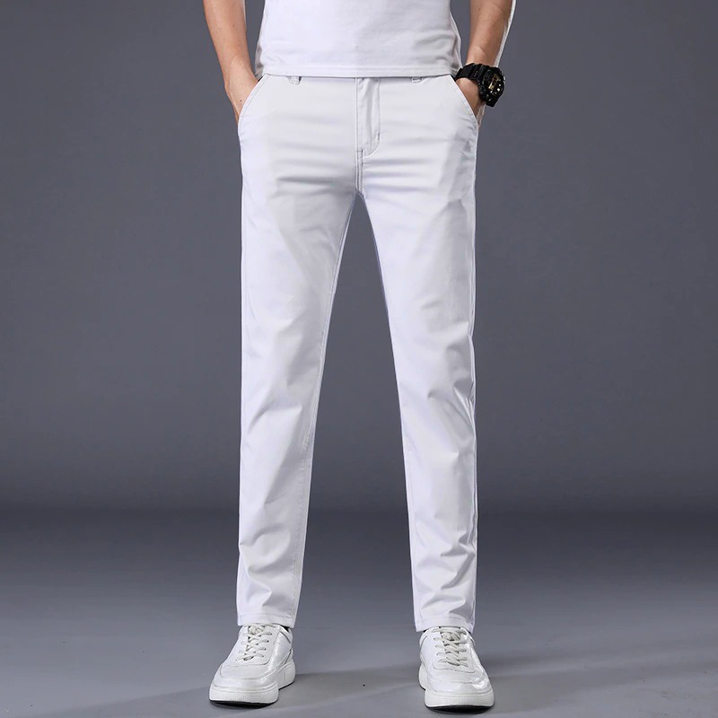 CELANA PANJANG CHINO PRIA SLIMFIT WARNA PUTIH BRIGHT WHITE TWILL COTTON UKURAN M-XL